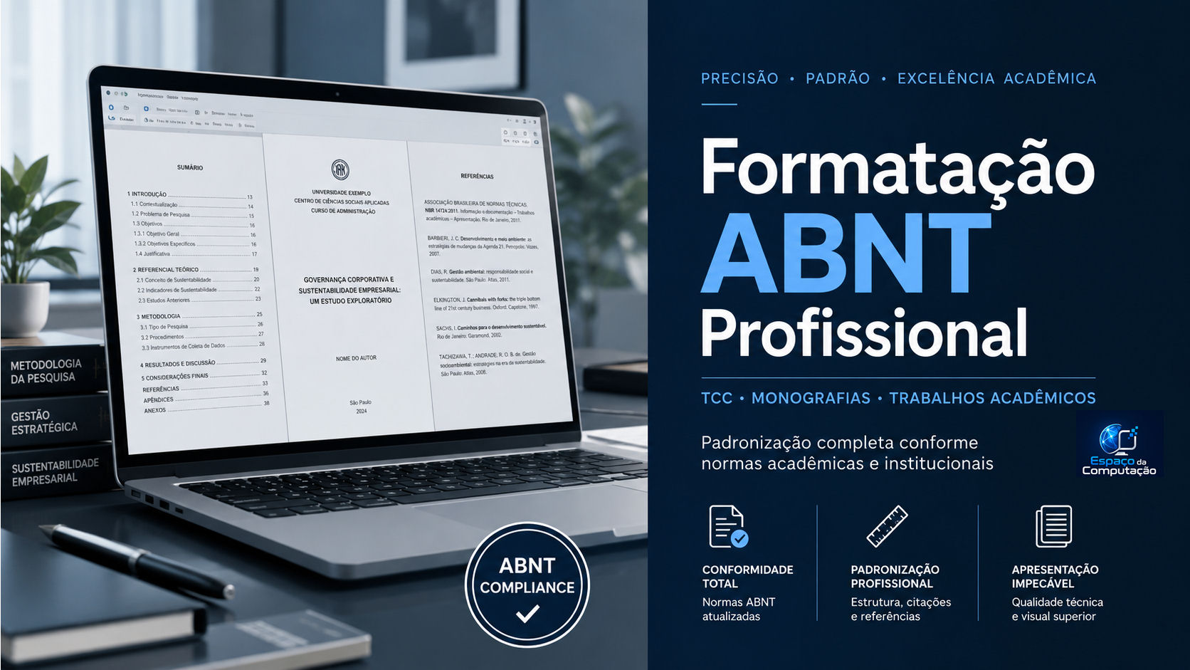SServiço profissional de formatação ABNT para TCC e monografias com contato direto via WhatsApp 11 97651-7220 e atendimento online em todo Brasil pelo Espaço da Computação